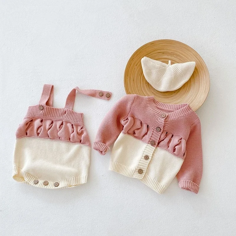 

Baby Sweater Children Three Dimensional Wavy Stitching Jumpsuit Coat Newborn Long Sleeve Knitting Roupas One To Three Years Old