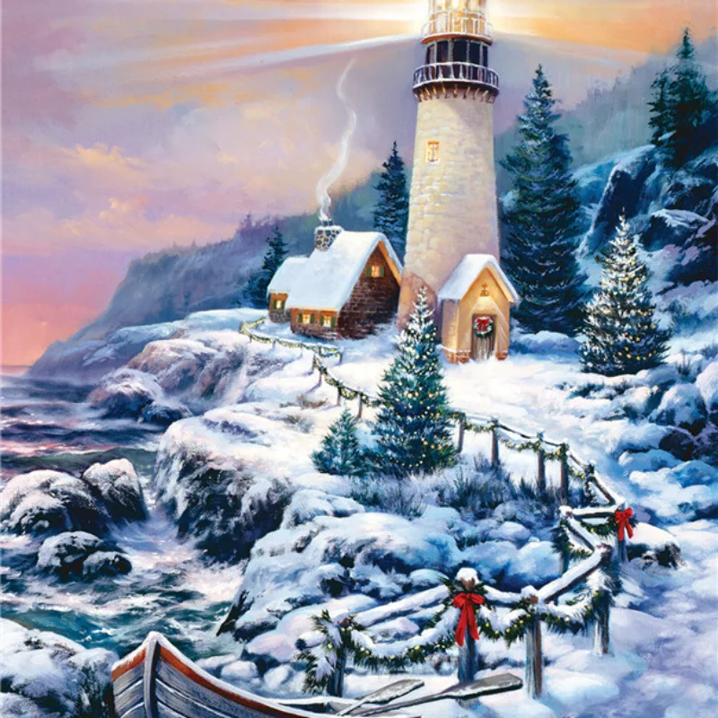 

5D DIY Diamond Painting Snowman Christmas Tree Snow Scene American Style Office Home Decoration Painting Cartoon Diamond