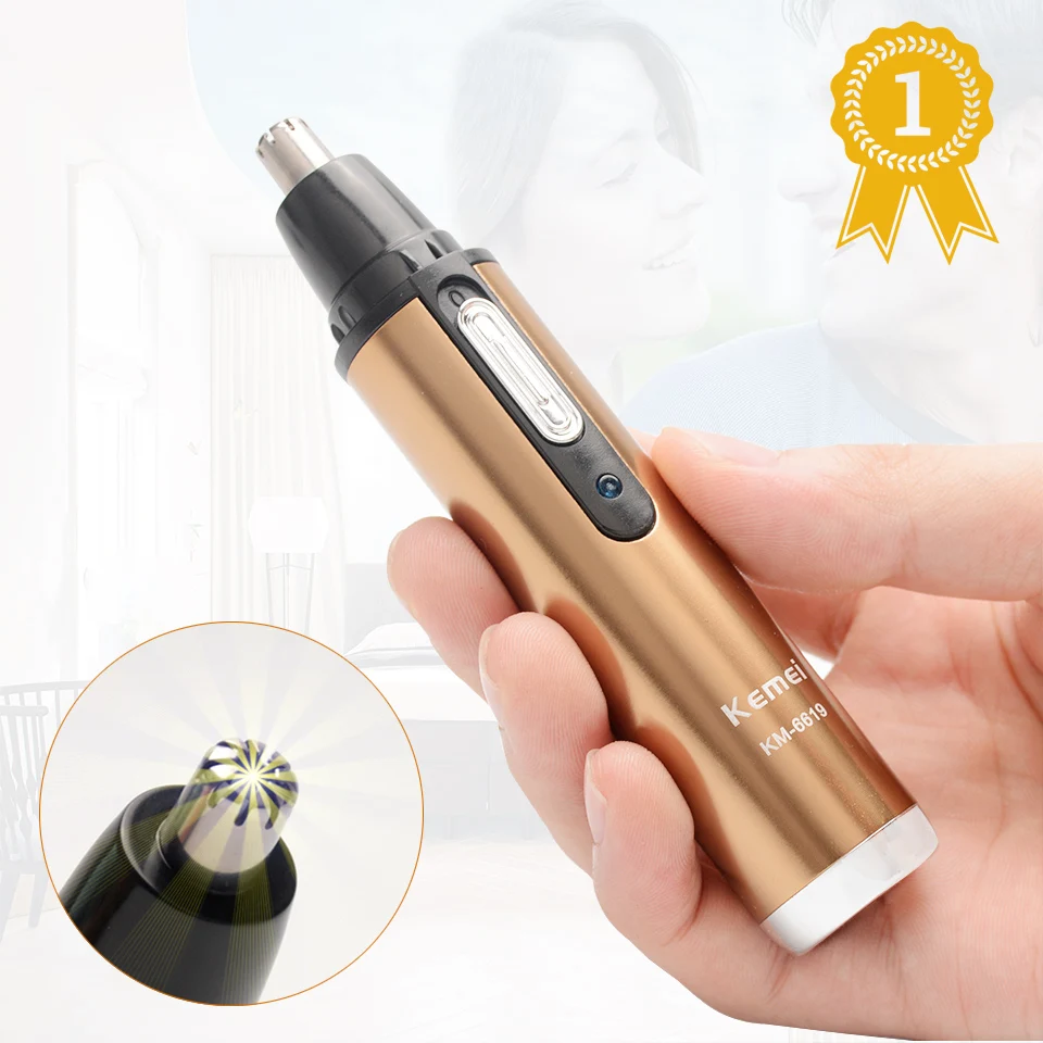 

Electric Nose Hair Trimmer Rechargeable Professional Fashion Champagne Color Nose Hair Clipper Men Women Ear Hair Trimmer Brand