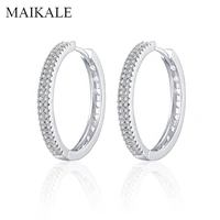 maikale luxury big round circle hoop earrings for women girl hollow heart shape aaa cubic zirconia earrings fashion jewelry gift