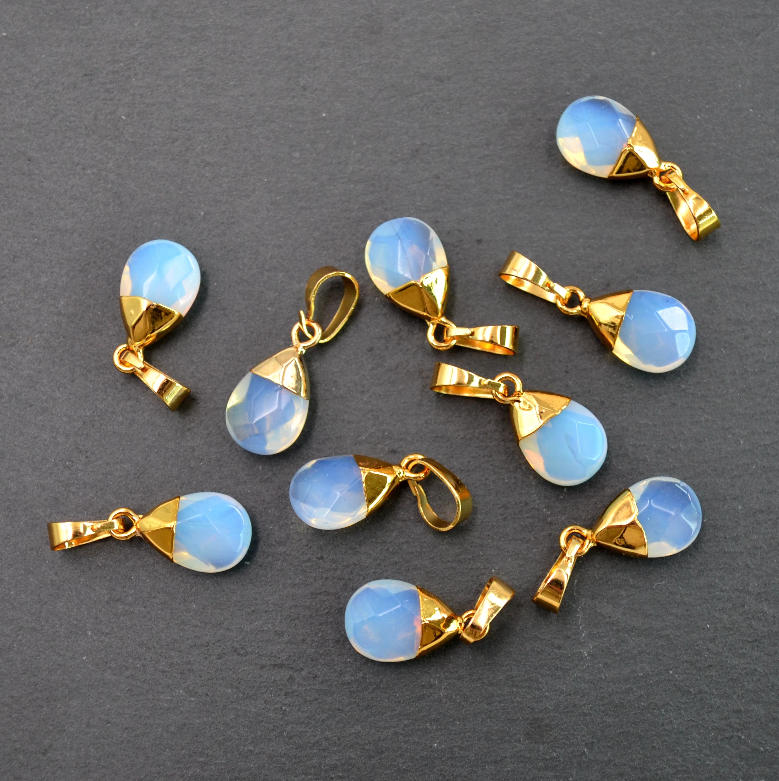 Новинка, Опаловая agates wtaer подвески в форме капли с золотым гальваническим, crystral кварцевые амулеты