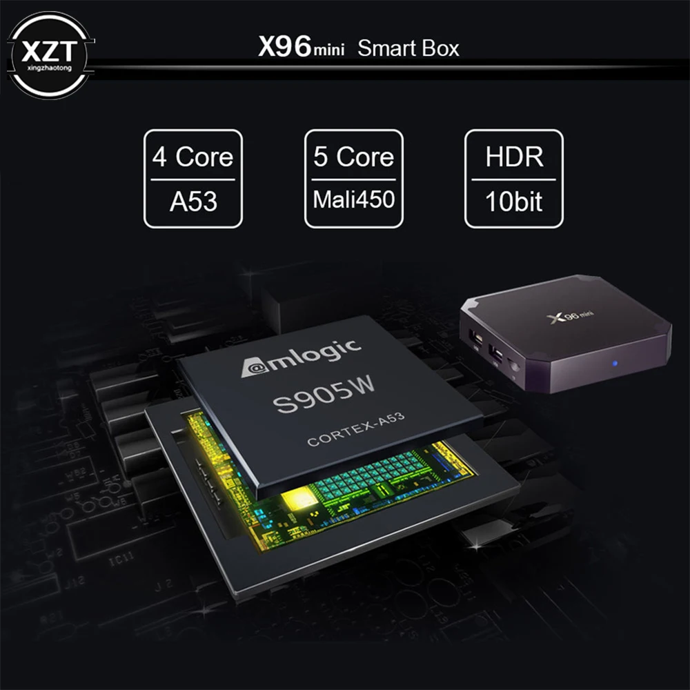 X96 мини ТВ коробка Android 9 0 Смарт Box Amlogic S905W 4 ядра 64bit 1/2 ГБ + 8/16GB 100M 2 4G WiFi медиаплеер