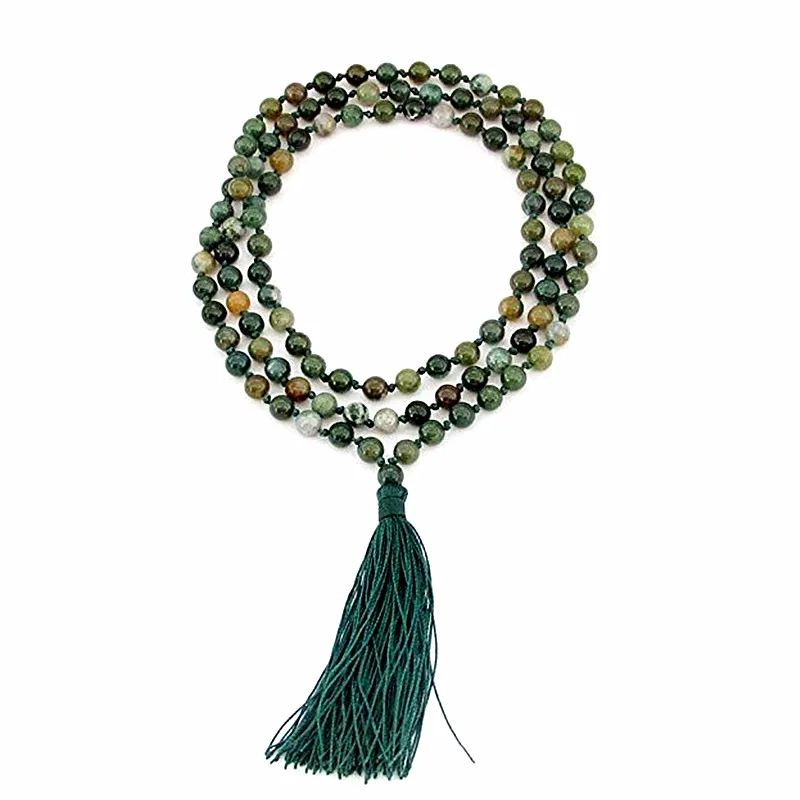 

Hand Knotted Heat Treated Natural 6mm stone Beads Long Necklace women jewelry