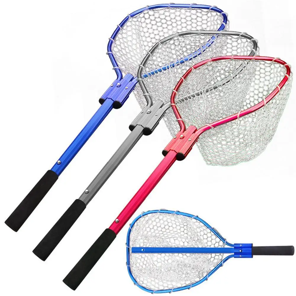 

Folding Hand Net Fishing Net PVC Landing Net with Aluminum Alloy Handle High Quality Extending Pole Foldable Fishing Nets