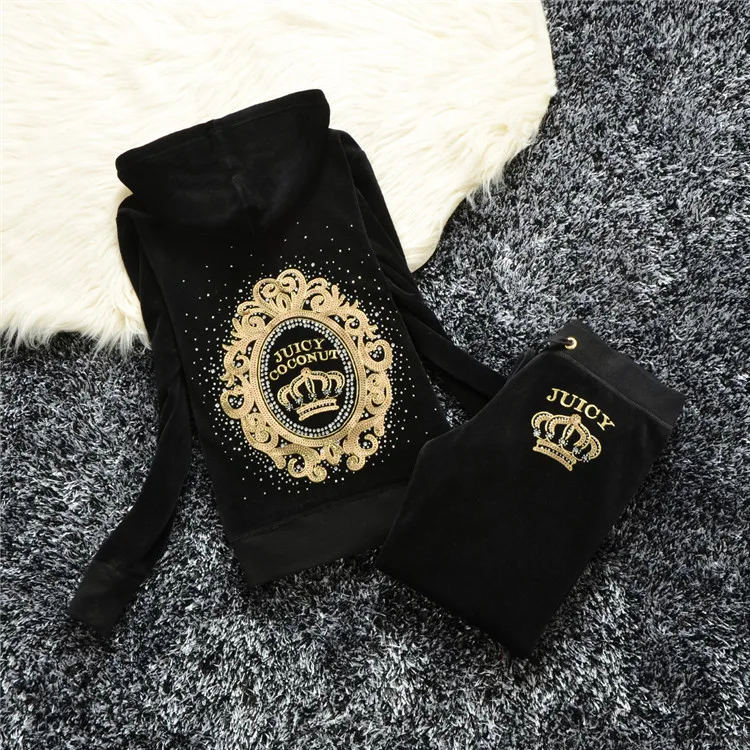 

Spring/Summer 2021 women's velvet fabric sportswear velvet jacket women's track suit hoodie and pants fat sister sportswear