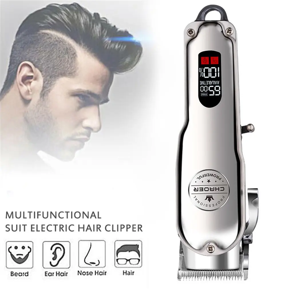 

C99 Electric All-metal LCD Clipper Hair Clipper Modeling Oil Head Push LED Smart Display R-shaped Fillet Design