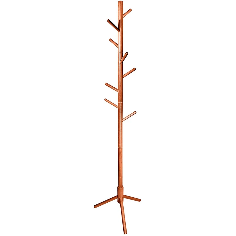

Wooden Coat Rack with Hooks, Free Standing Coat Tree Hanger Stand for Coats, Garment, Hats, in Bedroom