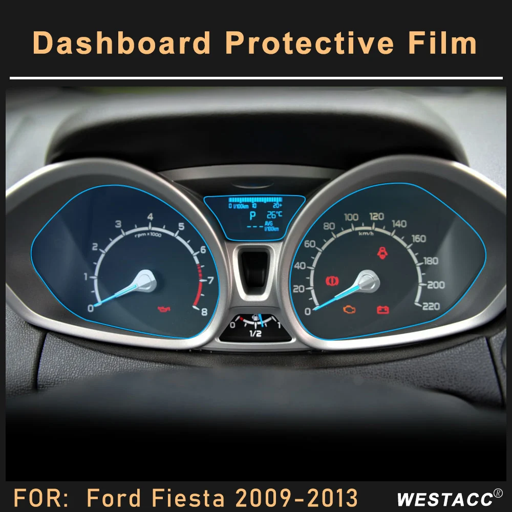 3Pcs Car Dashboard Instrument Panel Screen Protective TPU Film Membrane for Ford Fiesta 2009 - 2013 Interior Accessories