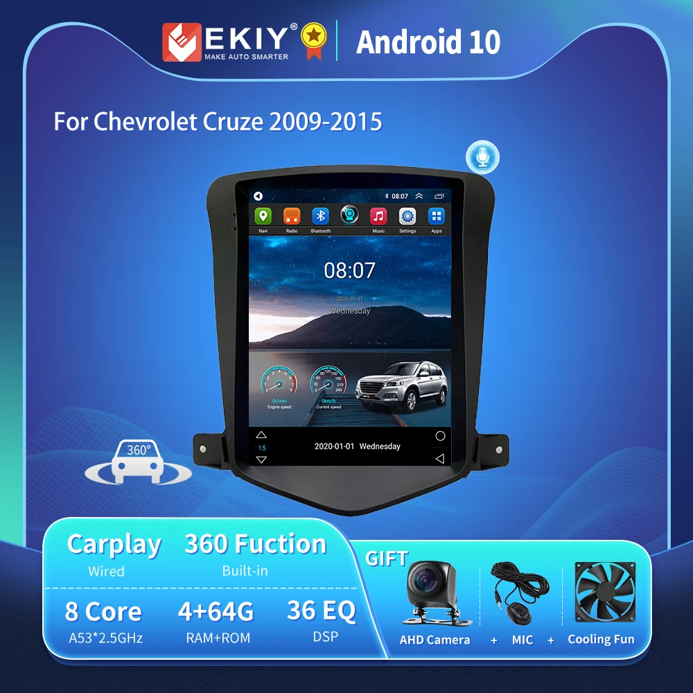 

Автомобильный радиоприемник EKIY T6 для Chevrolet Cruze 2009-2015 Android 10 Tesla Style Экран GPS Стерео Мультимедийная система Плеер 2din Carplay Авторадио Магнитофон 4G ...