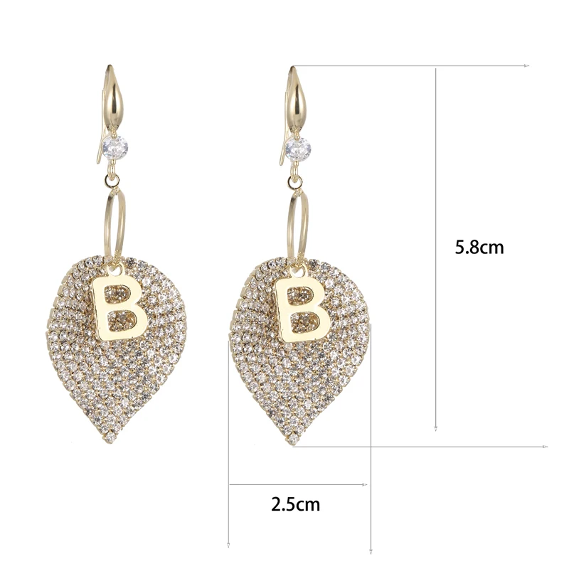 

Luxury Brand Long Pearl Drop Earrings For Women Crystal Letter B Earring Female Wedding Fashion Jewelry Oorbellen 2021 brincos