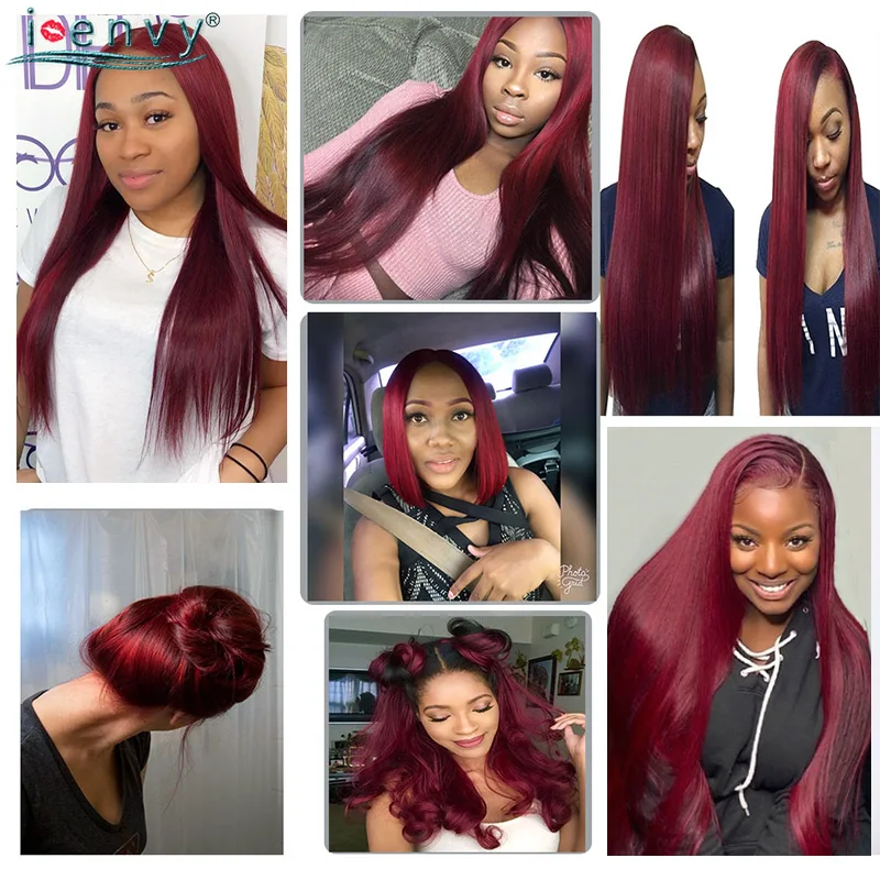 

Long Red Human Hair Bundles Brazilian Straight Hair Bundle deals blonde 99J/Burgundy human hair Bundles 1/3/4 colored Hair remy