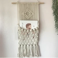 home wall decor hanging hand woven tapestries woven macrame magazine book organizer apartment dorm room decoration