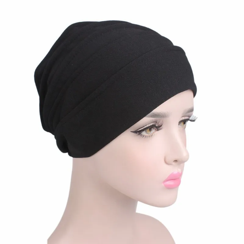 Женская хлопковая дышащая шляпа Новая женская hijabs эластичная чалма Ткань Голова Кепка шапка для девушек аксессуары для волос мусульманский шарф шапка