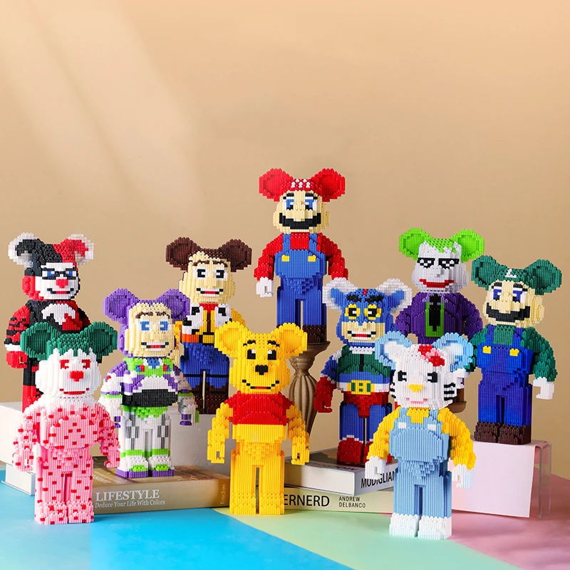 

Bearbricks Connection Building Blocks Buzz LightYear Winnie The Pooh Bear 3D Model 32cm Diamond Bricks Figure Toy For Kids