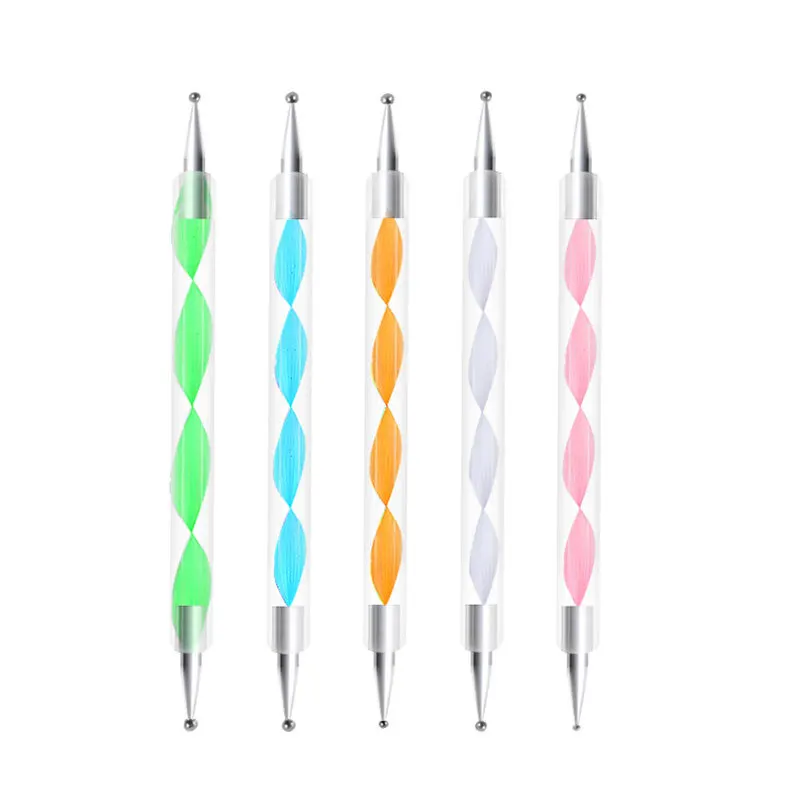 

Nail Equipment Double Head Screw Rod Point Drill Pen Crystal Rod Point Flower Pen 5 Pieces Nail Pen Brush Set Nail Tools