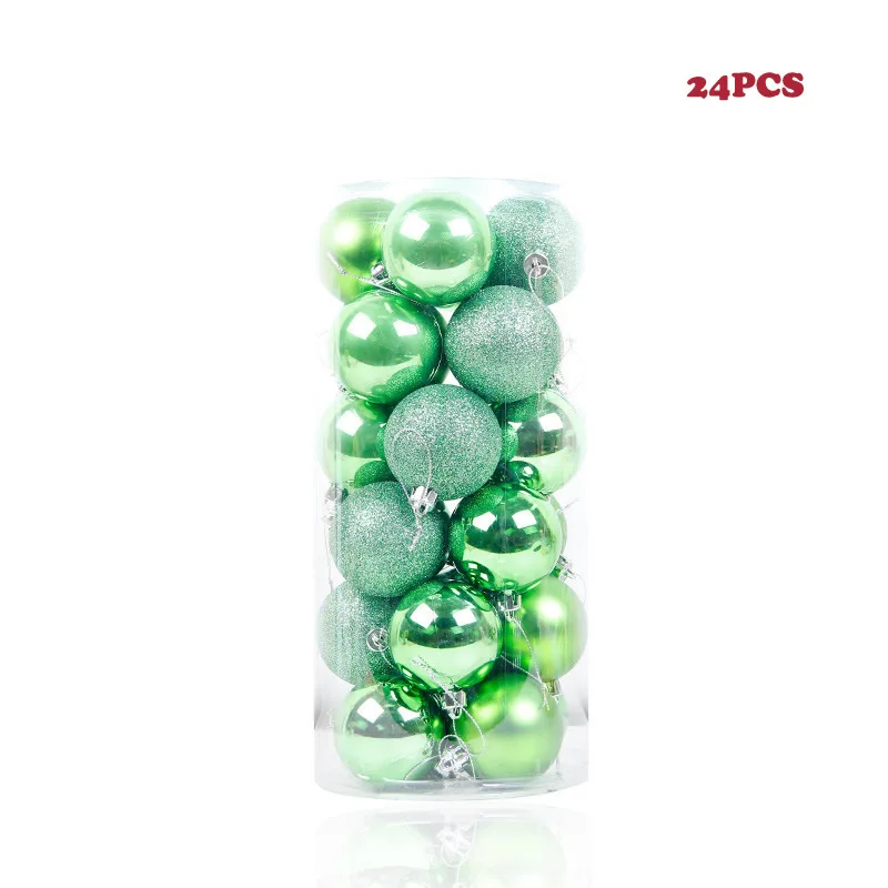 Green 24 шт./партия, цветные рождественские шары 3-4-6-8 см, блестящие шары для рождественской елки, украшение для дома, украшение для бара и вечеринки - Цвет: Green