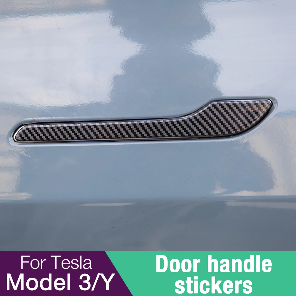 Обмотка для ручки двери автомобиля Tesla Model 3 2021 аксессуары углеродное волокно ABS