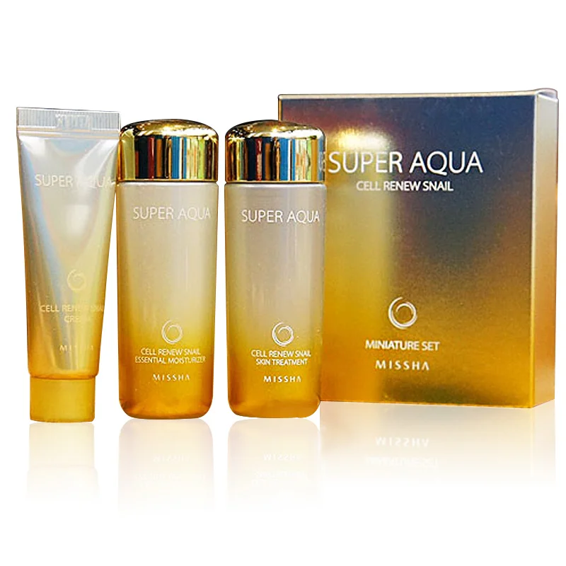 

MISSHA Super Aqua Cell Renew Snail Trial Kit (Cleasing Foam 20ml Skin Treatment 30ml Essence 30ml) Anti Wrinkle Skin Care