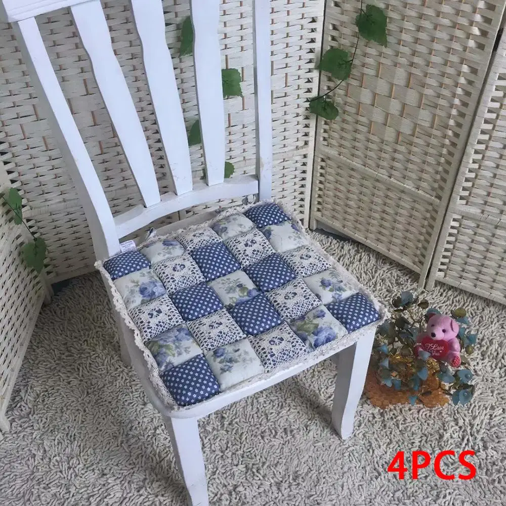 4 шт. Нескользящие винтажные Цветочные накладки на сиденья подушка стул сиденье