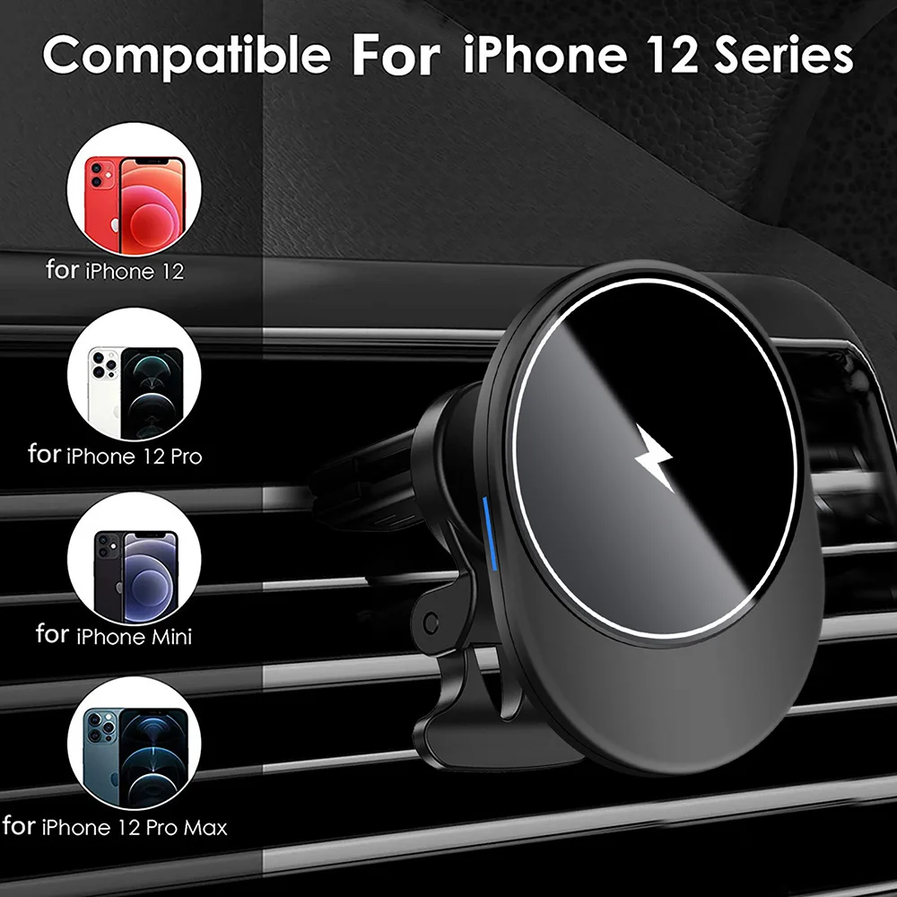 15w magnetic wireless car charger mount stand for iphone 13 12 pro max mini automatic magnet air vent fast charging phone holder free global shipping