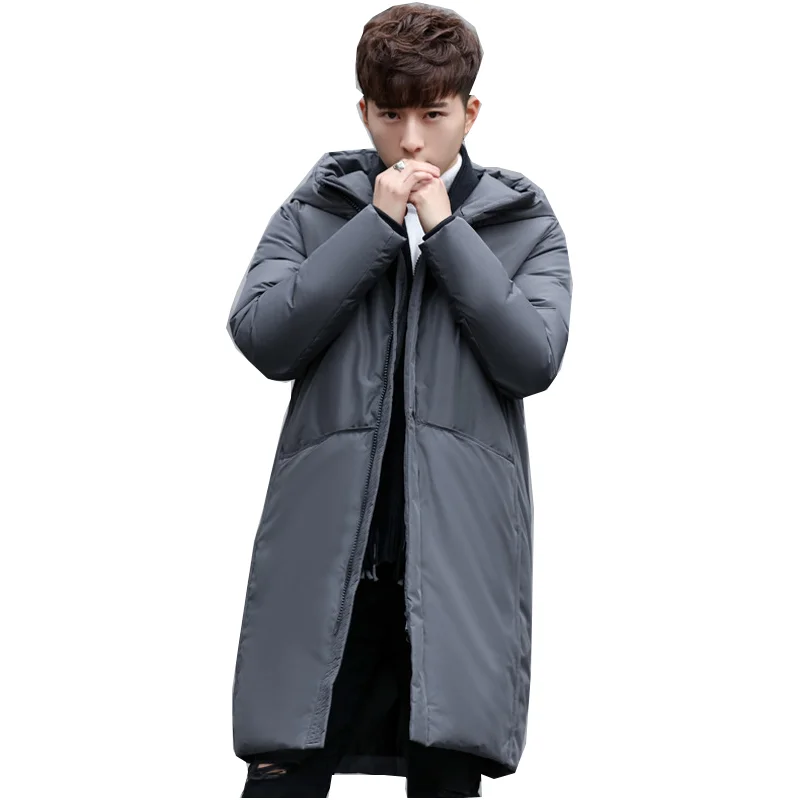 

Мужское длинное модное пальто из хлопка, длинное пальто с капюшоном, плотное хлопковое пальто, зимнее пальто