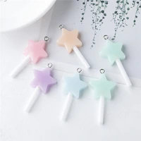 10pcslot candy color star lollipop resin charms pendant for gilrs diy necklace earrings keychain jewelry accesssories