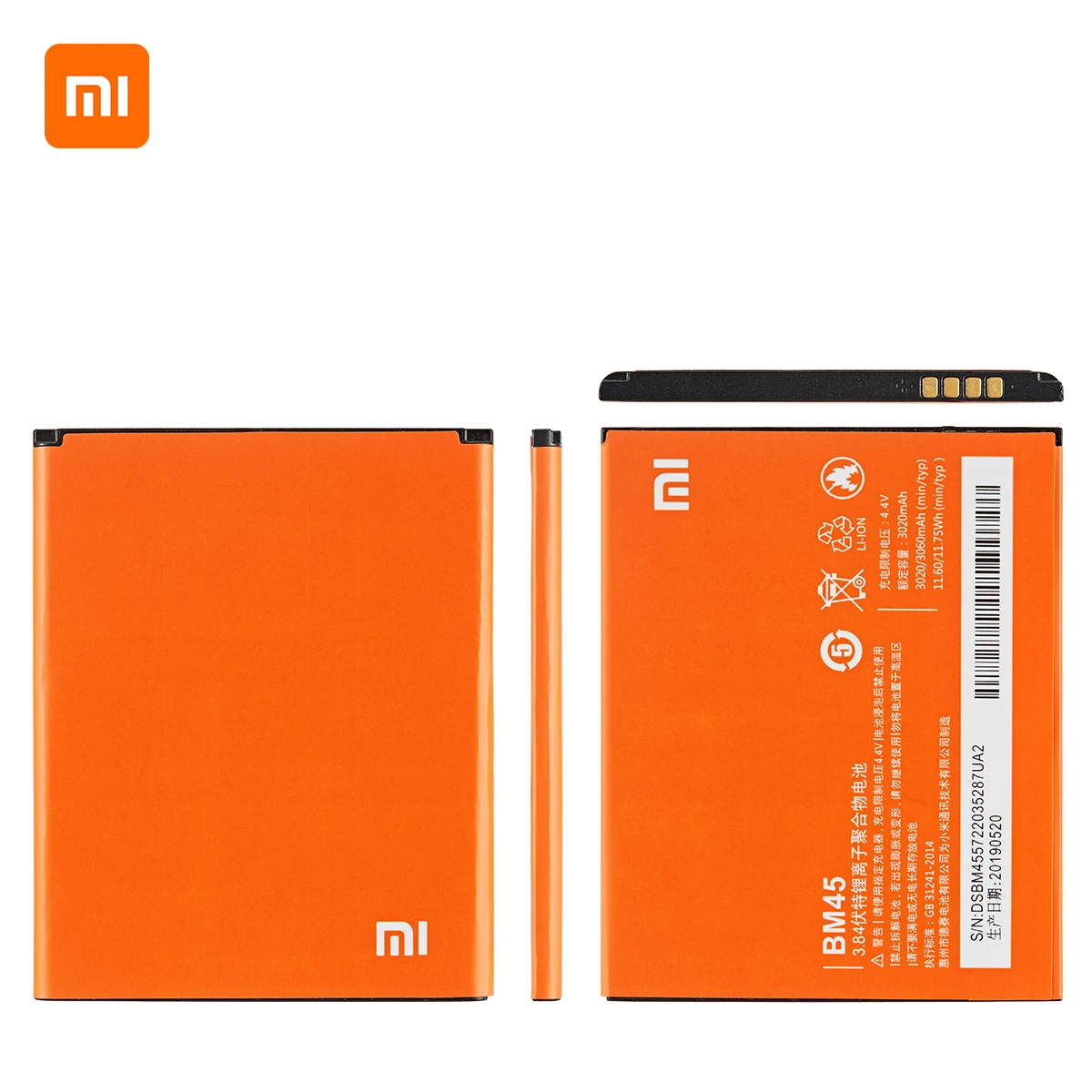xiao mi 100 orginal bm45 3060mah battery for xiaomi redmi note 2 hongmi note 2 bm45 high quality phone replacement batteries free global shipping