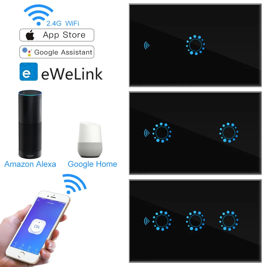 WI-FI Smart APP Дистанционное Управление настенный сенсорный выключатель 1/2/3 Беспроводной дистанционного светильник выключатель нам стандартный работать с Alexa Google Home
