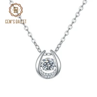 gems ballet 925 sterling silver twinkle moissanite jewelry 5 0mm 0 5ct moissanite diamond pendant necklace for women wedding