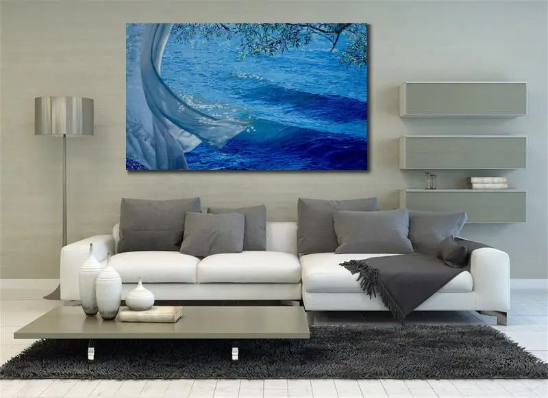 Kopen Hedendaagse Kunst Olieverfschilderijen Gentle Wave Zeegezichten Schilderen Kunstwerk Voor Woonkamer Handgeschilderde Mooie Interieur Muur Decor