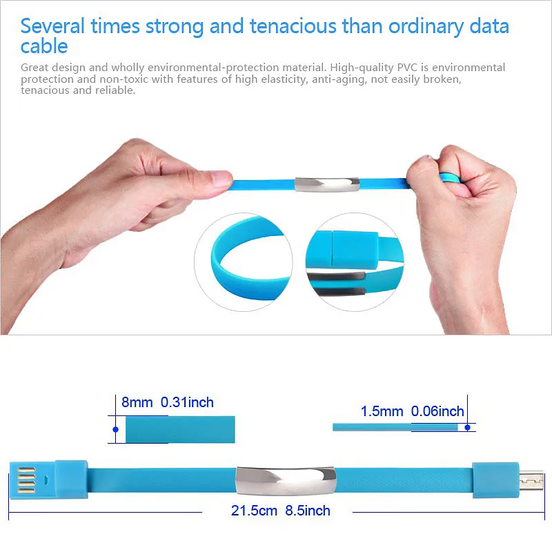USB Cable for iPhone XS 6S 7 Plus X For Samsung S6 S7 xiaomi Wristband Bracelet Micro Wire Sync Data Charger Cord | Мобильные