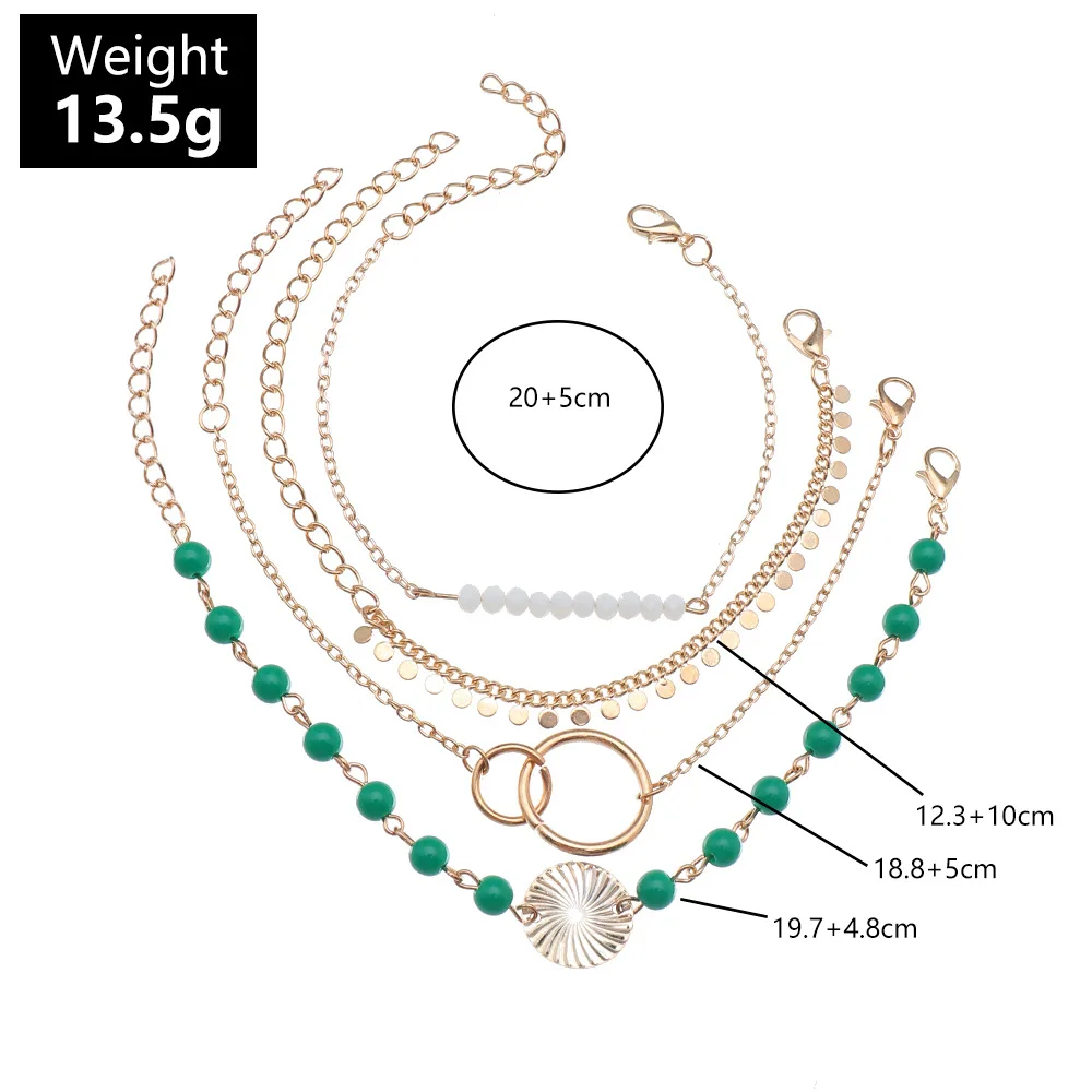 

6 Pcs/Set Bohemian Gold Color Rose Flower Moon Bracelet Set Fashion Link Chain Bead Trendy Bracelets for Women Jewelry Gifts