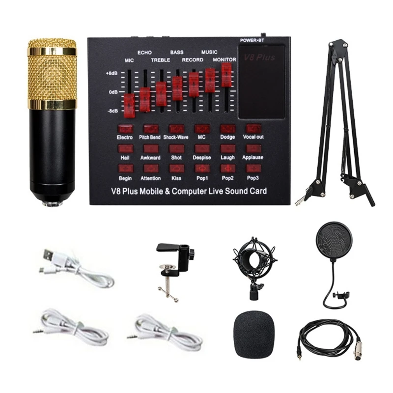 

Sound Card Broadcast Mixing Effect Singing Mobile Phone Computer USB Microphone