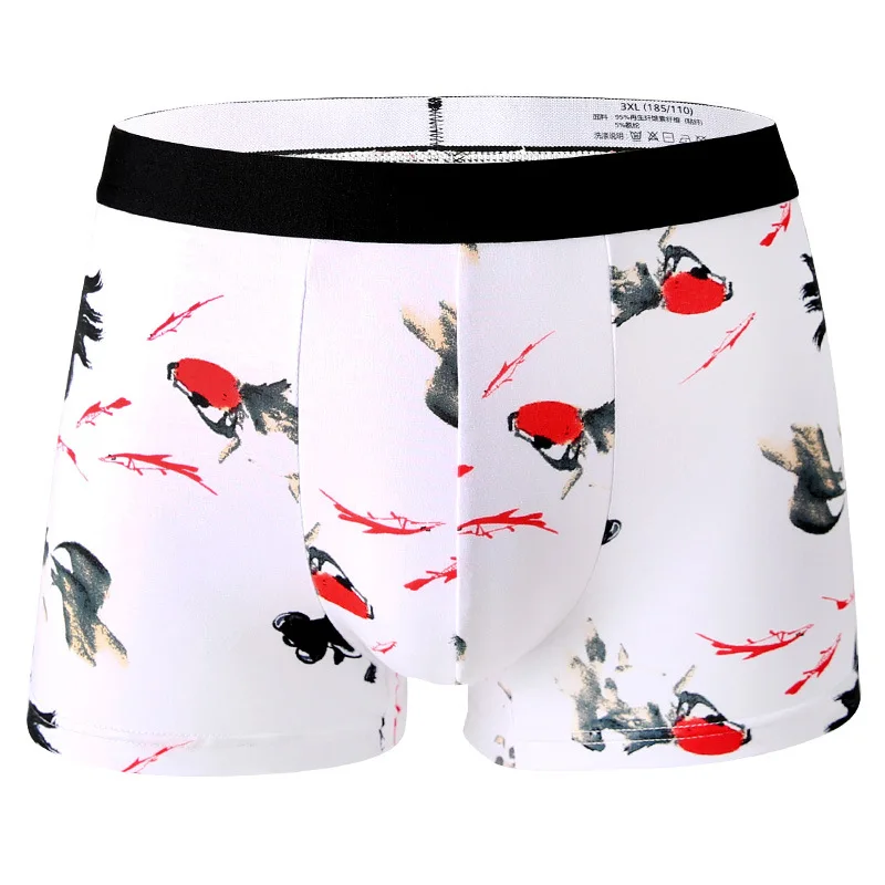 Боксеры мужские из модала дышащее нижнее белье с принтом средней талией и U