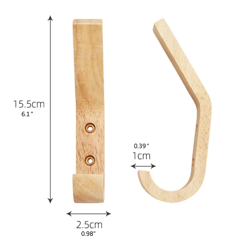 

Pack of 2 Natural Wooden Coat Hooks Wall Mounted Vintage Beech Wood Single Organizer Hangers Clothes Hat Hanger Racks