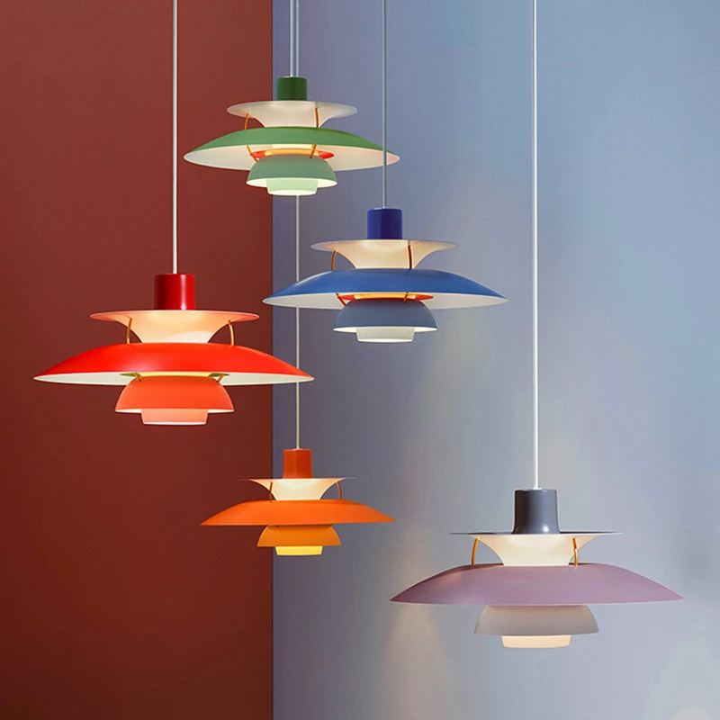 Umbrella Colorful Pendant Light LED Hanging Lamp for Dine Live Room Decoration Chandelier Paulsen Lustre Kitchen Droplight