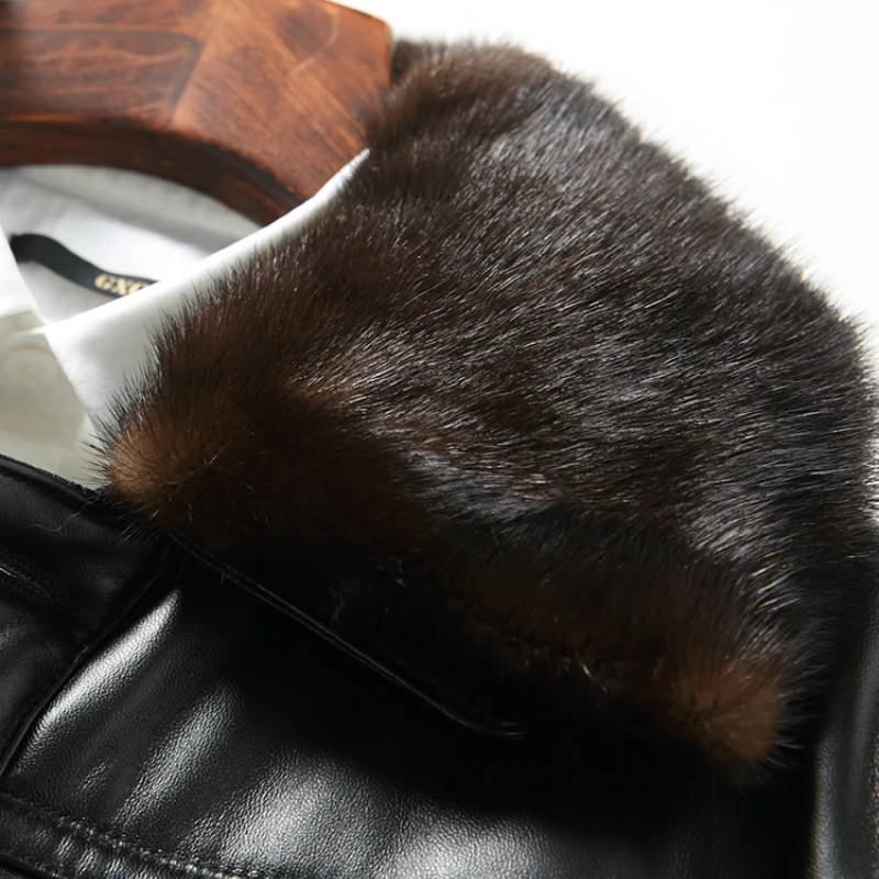 Куртка из натуральной кожи Мужская парка натуральный мех норки классическое