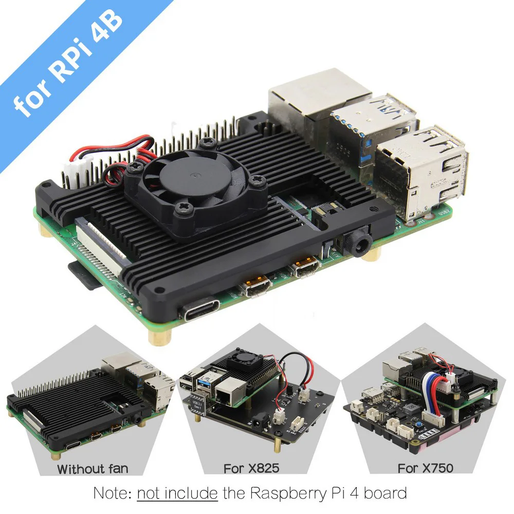 

Радиатор из алюминиевого сплава 4B встроенный радиатор Raspberry Pi 4 Модель B Расширительная плата толщина всего 7 мм кулер с отверстиями M2.5