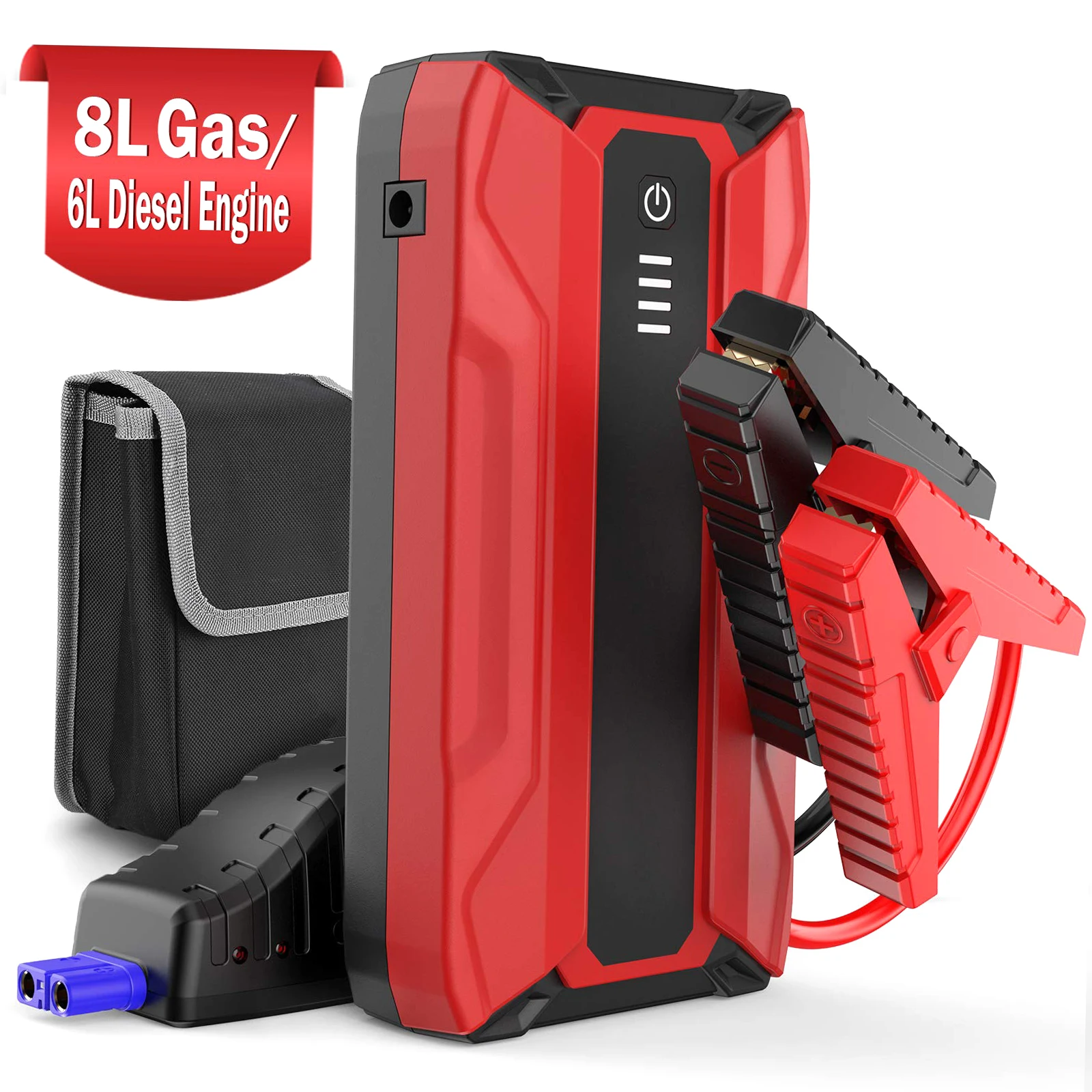 

1500A Peak 18000mAh Car Jump Starter USB Quick Charge 12V Auto Battery Booster Portable Power Pack with Built-in LED Light