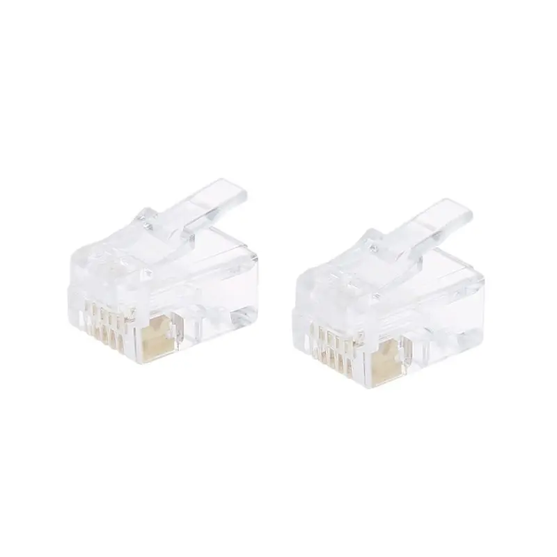 

W3JB 100pcs RJ12 6P6C Modular Cable Head Telephone Connectors Crystal Plugs