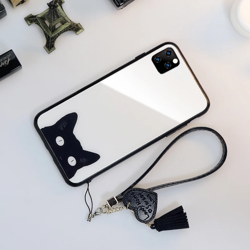 Tempered Glass Case For iphone 11 Pro Max XR XS X 10 Cute Cat Hard Cover 7 8 6s 6 s Plus iphone11 XSMax Cases | Мобильные телефоны