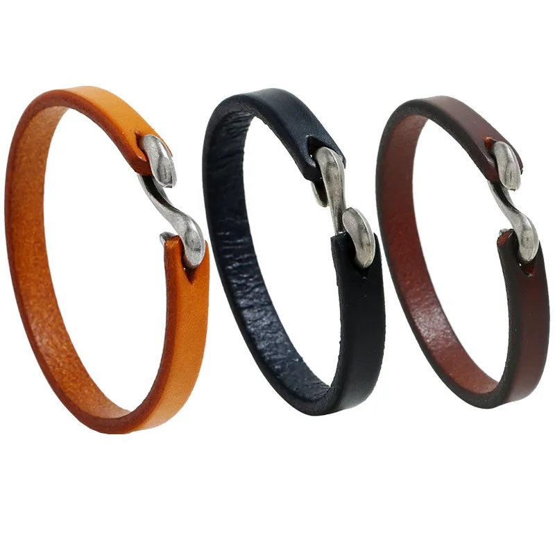 

WANGAIYAO new retro simple cowhide bracelet men's jewelry fashion wild punk rock leather bracelet