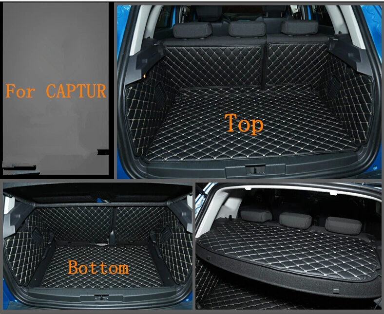 

Non Slip Easy Clean Wholy Surrounded No Ordor Special Full Set Car Trunk Mats for Renault Captur Durable Waterproof Boot Carpets