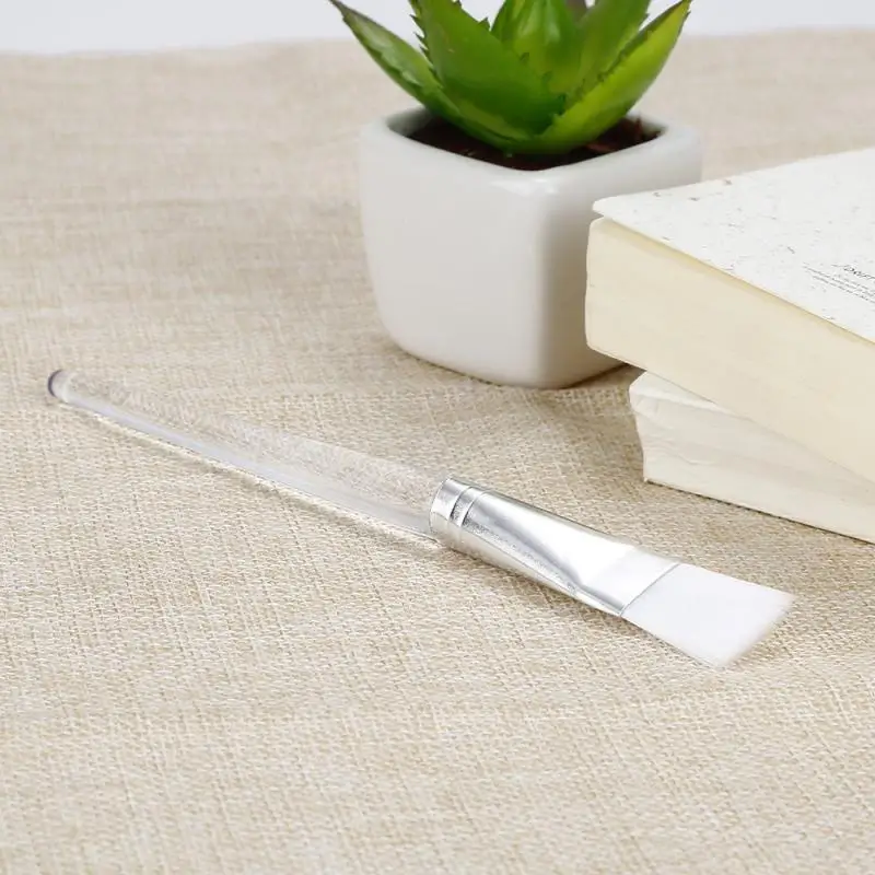 Прозрачная пластиковая ручка для ухода за кожей Кисть макияжа с плоской головкой