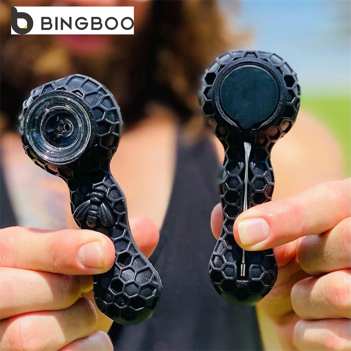 

4 Inch Silicone Honeycomb Smoking Pipe with Built in Storage and Dab Tool Hookah Lighters Hookah Accessorie