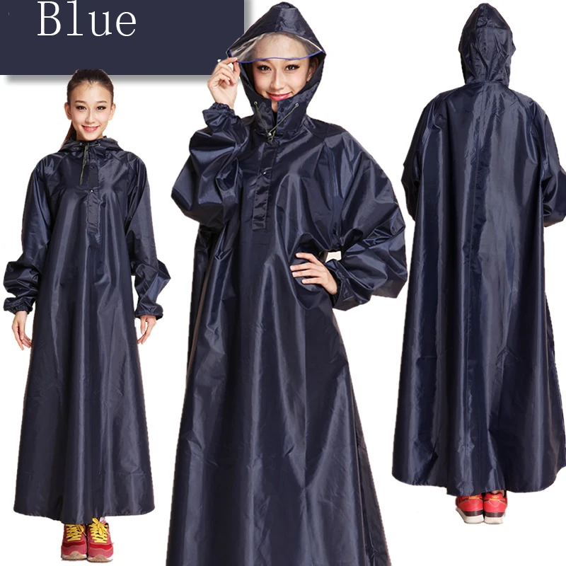 BLUE Плащ с длинными для женщин из флиса с Пеший Туризм увеличить мотоцикл знакомства человек велосипед для верховой езды, против дождя, зимнее пальто для девочек, с манжетом пончо дождевик - Цвет: BLUE