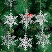6pcs christmas snowflake winter party transparent crystal acrylic snowflake christmas tree hanging pendant xmas home ornaments