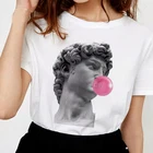Модная женская футболка с принтом Давида Микеланджело, футболка с забавными рисунками из жвачки и статуй, летняя футболка в стиле Харадзюку с короткими рукавами