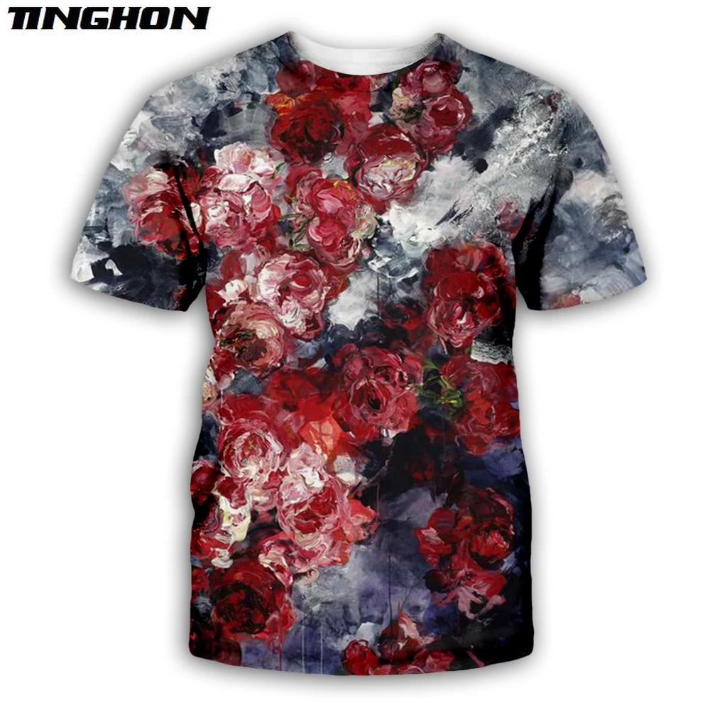 Женская/мужская футболка с рисунком розы летняя стильная принтом новинка