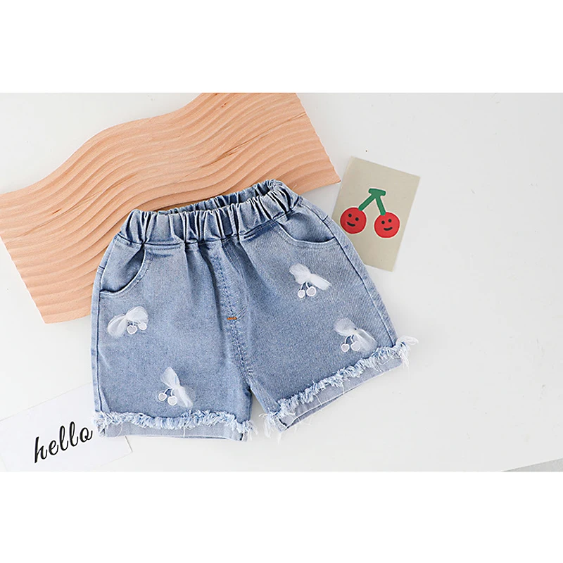 

Summer Kid Clothing Sets New Casual Tracksuit Cartoon Short Sleeve Blouse&Denim Shorts Korean Fashion Little Kids Clothes